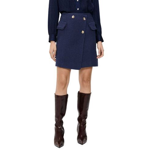 Veronika Maine European Tweed Button Wrap Skirt